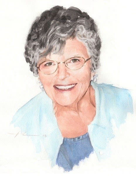 departed mom watercolor portrait from a photo by portrait artist Mike Theuer