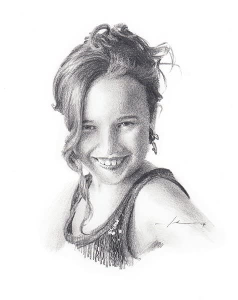 girl aspiring actress pencil portrait mike theuer