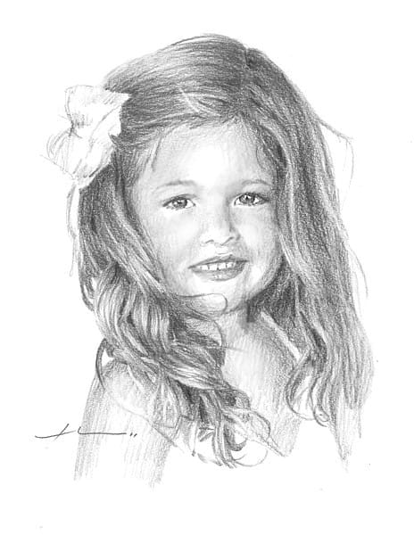 girl long hair pencil portrait by Mike Theuer