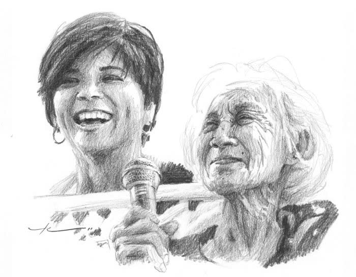 great granddaughter grandmother drawing by Mike Theuer