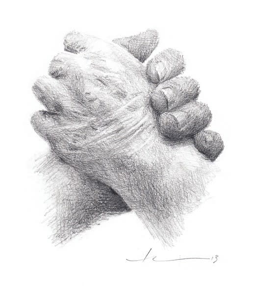 moms last day drawing by Mike Theuer