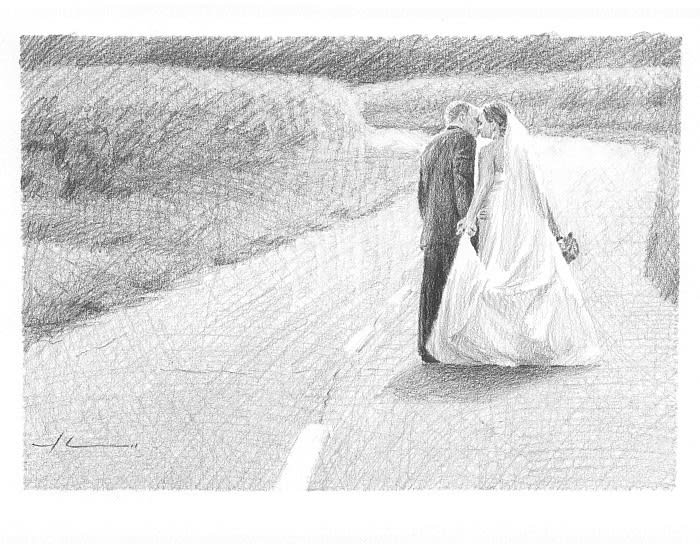 newlyweds drawing by Mike Theuer