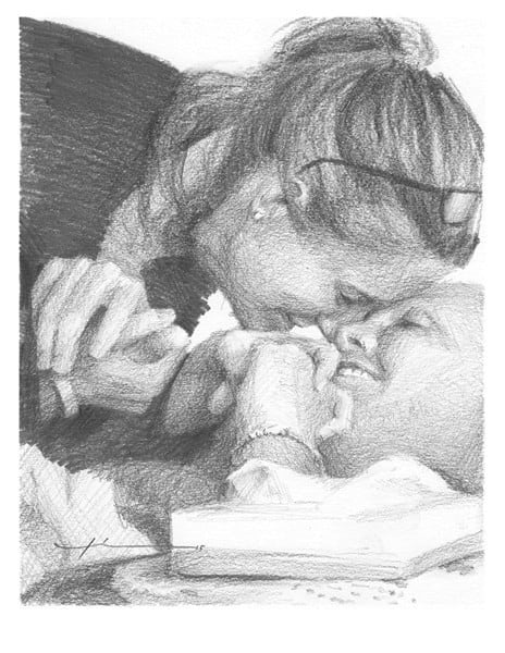 st jude hospital greeting pencil portrait mike theuer