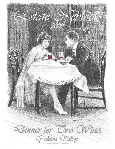 wine label drawing by Mike Theuer