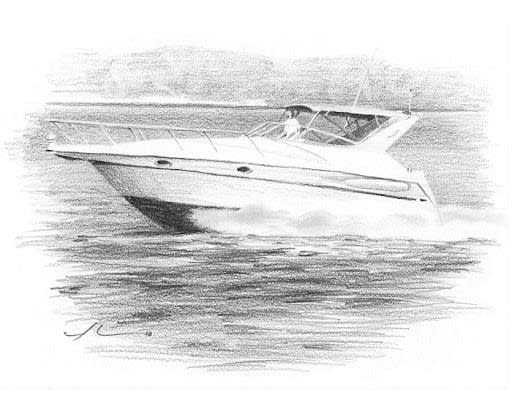 boat drawing by Mike Theuer