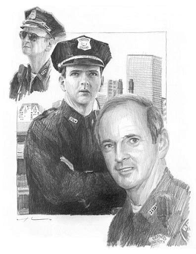 officer drawing by Mike Theuer