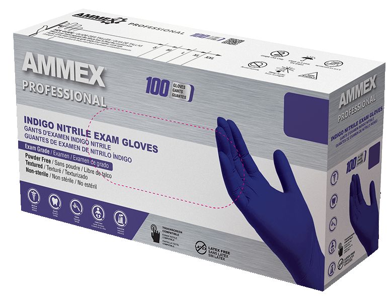 AMMEX AINPF48100 Professional Exam Grade Indigo Nitrile Gloves