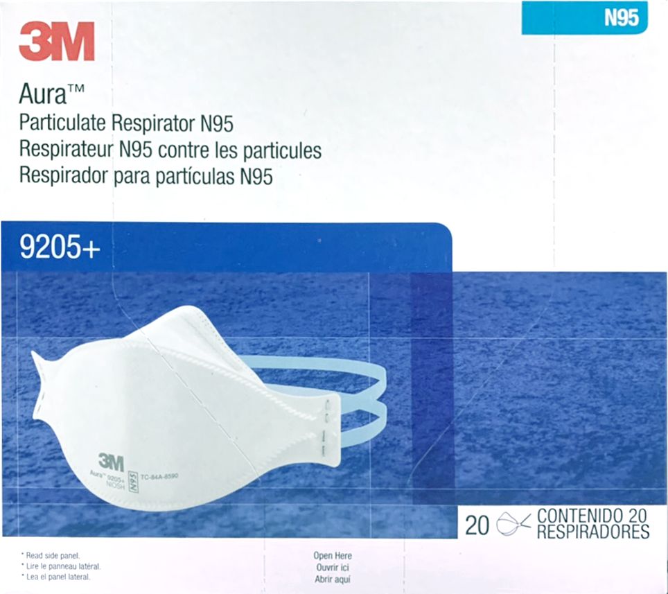 3M Aura 9205+ Maschera N95 (Confezione Da 50) - Respiratore Con Particelle E Uso Chirurgico, Fatto In USA