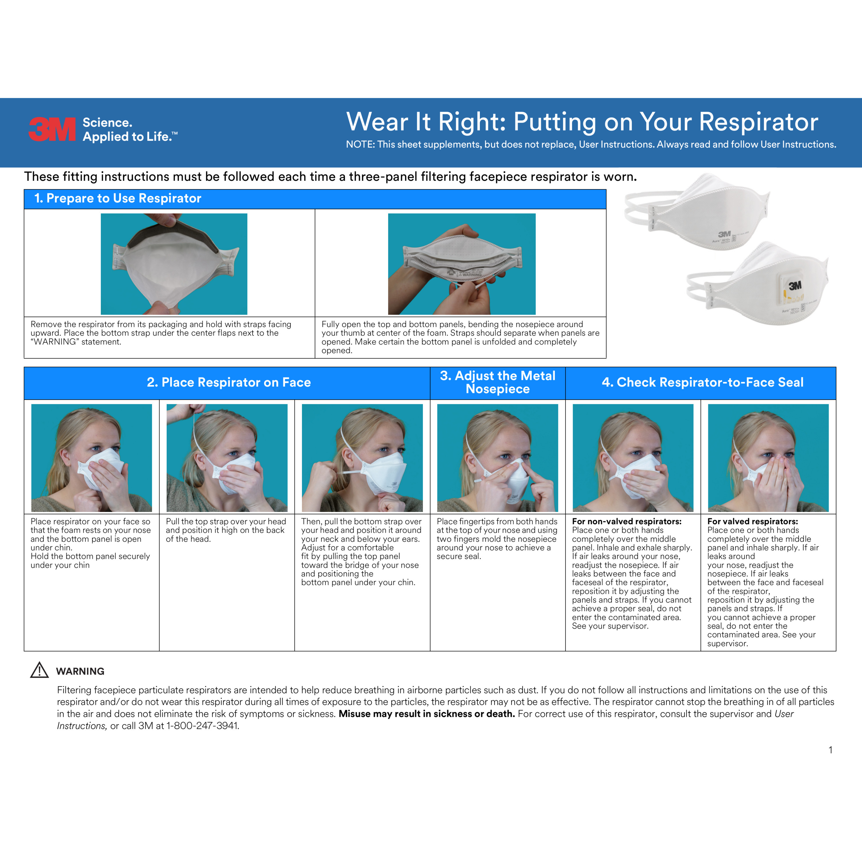 3M 9205+ - 3M Aura N95 Particulate Respirator Mask | 20 per Box