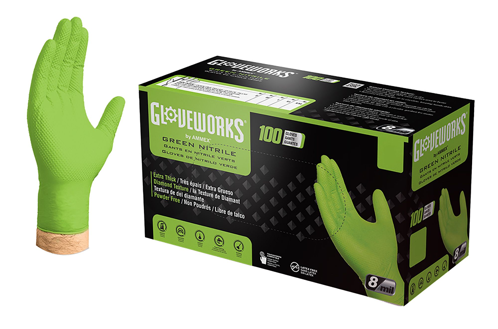 Gloveworks GWGN48100 - Gloveworks HD Lime Green Nitrile Gloveworks GWGN48100 - Gloveworks HD Lime Green Nitrile