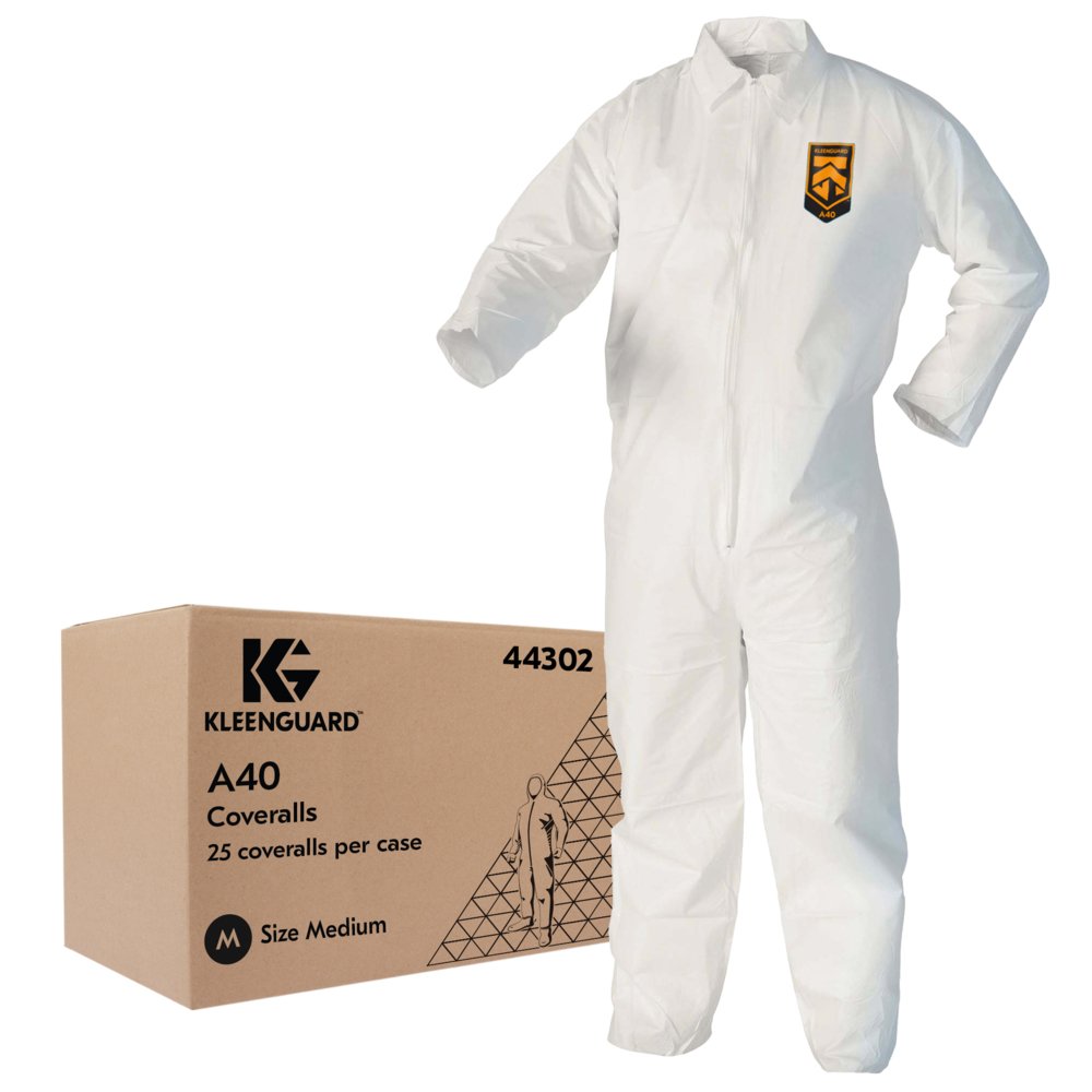 Ansell 44303 - A40/XP1 White Coveralls - Large | Stauffer Glove & Safety