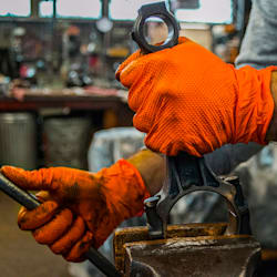 Gloveworks Heavy-Duty Orange Nitrile Disposable Gloves