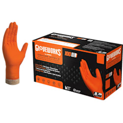 Gloveworks Heavy-Duty Orange Nitrile Disposable Gloves