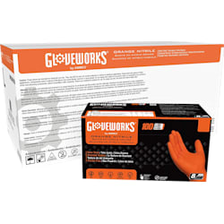 Gloveworks Heavy-Duty Orange Nitrile Disposable Gloves
