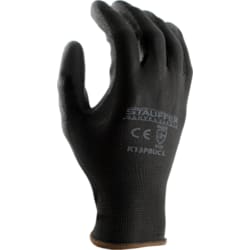 Black Polyester Glove with PU Palm Coating