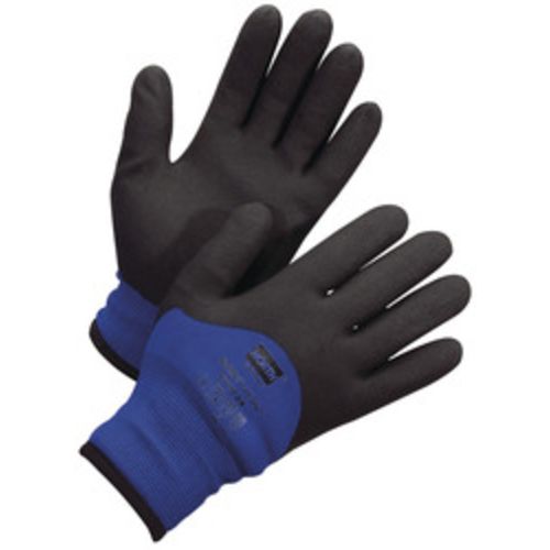 Gloves Winter L Black/Blue Nylon/Syn Seamless Knit Wrist