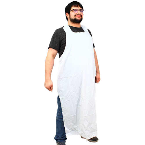 White Hemmed Vinyl Apron 35" x 48", 8 mil