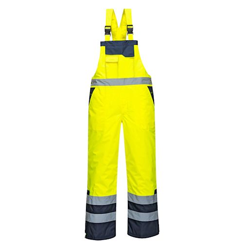 Hi-Vis, Lined Yellow Overall Bib