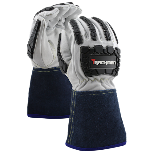 Trackman&trade; Goatskin MIG Welding Gloves with Cut Resistant Liner and FR Impact Protection