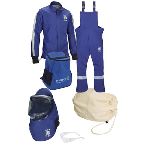 AGP 40 Cal Arc Flash Kit Jacket and Bib Overalls with Lift Front Hood - No Gloves