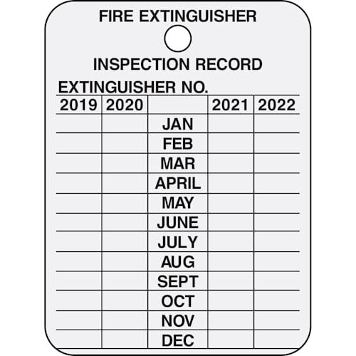 Fire Extinguisher Inspection Record Tag - 4 Years