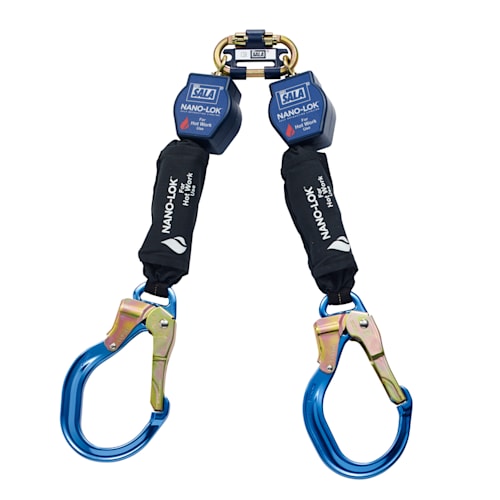 Nano-Lok Twin-Leg Quick Connect Self Retracting Lifeline - Web - For Hot Work Use