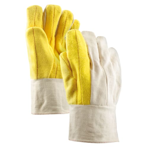 20oz. Yellow Cotton Double Palm Chore Gloves with Band Top Cuff