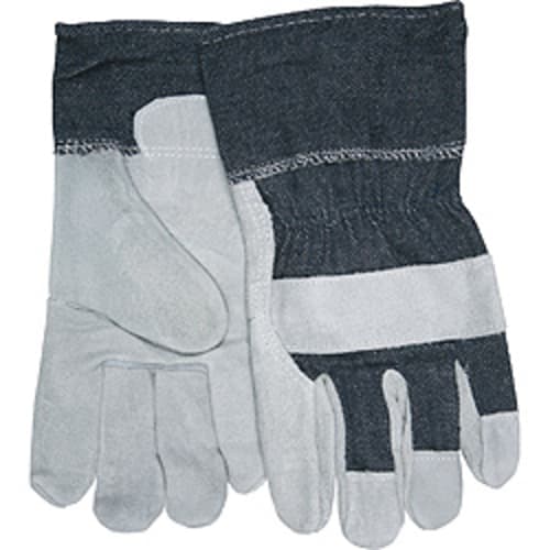 Split Leather Palm Gloves with Denim Cuffs