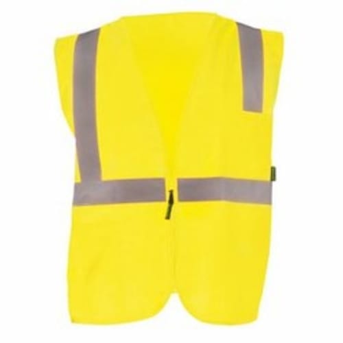 Value Solid Standard Vest w/Zipper, Individ. Sized, Yellow, 2X, Class 2