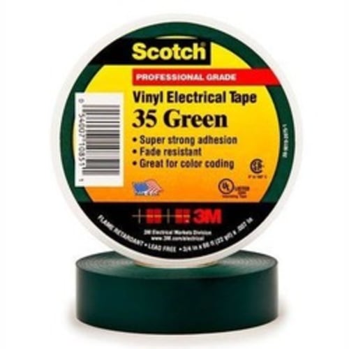 Scotch, Vinyl Electrical Tape, 3/4 in X 66 Feet, Green