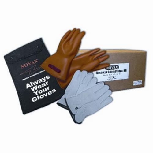 PIP 150-0-14/11 Novax Class 0 Rubber Insulating Gloves with Straight Cuff - 14, Black, Size 11