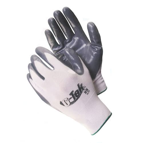 G-Tek NN, Gray Solid Nitrile On White Nylon, Coated Palm & Fingers