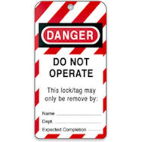 Lockout Tag With Tie Wrap, DANGER DO NOT OPERATE, 3 in W