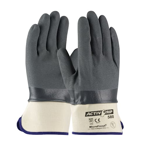 ActivGrip&trade; Nitrile Coated Glove with Cotton Liner and MicroFinish Grip - Safety Cuff