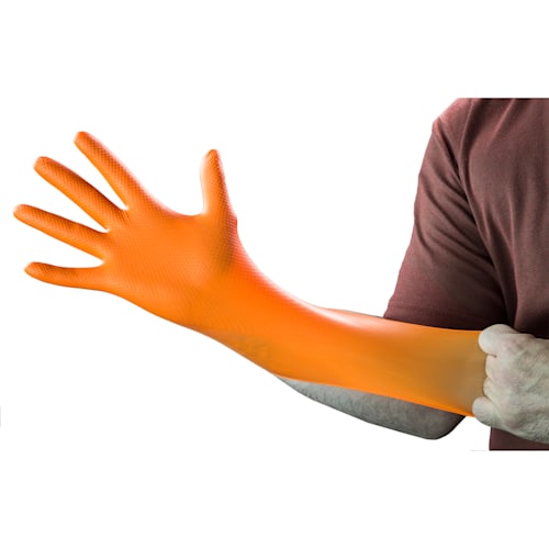 Gloveworks Heavy-Duty Orange Nitrile Disposable Gloves