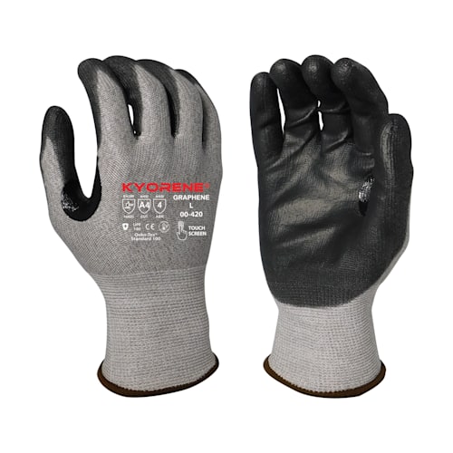 Gloves, 15-Gauge Graphene liner with black polyurethane palm coating