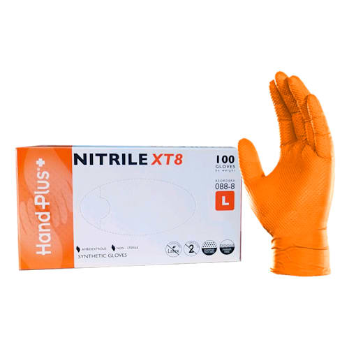 Orange Nitrile Gloves, 8-mil Diamond Texture