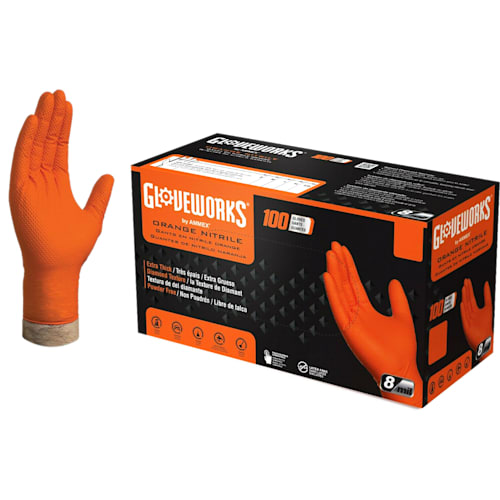 Nitrile Heavy Duty Orange Gripper Glove (100/bx) – Techniclean