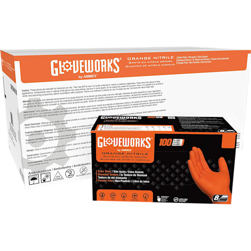 Gloveworks GWON46100 - Gloveworks Heavy-Duty Orange Nitrile