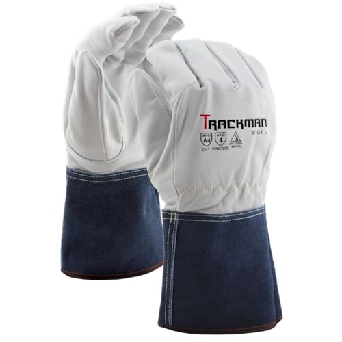 Trackman Goatskin MIG Welding Gloves with Cut Resistant Liner, Gauntlet Cuff