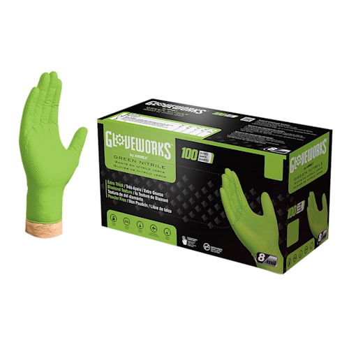 Gloveworks HD Lime Green Nitrile Disposable Gloves