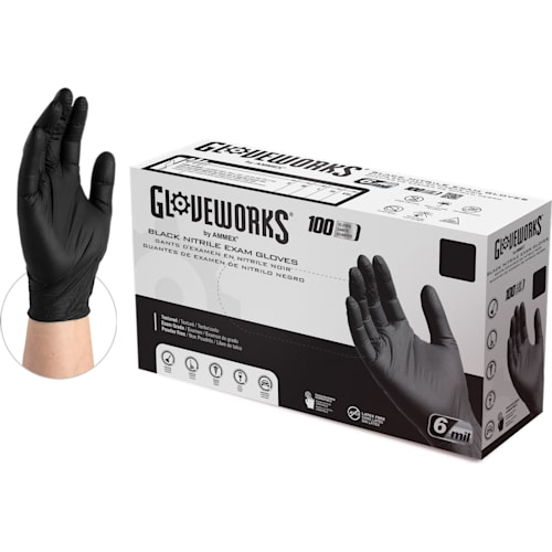 Gloveworks Black Exam Nitrile Gloves