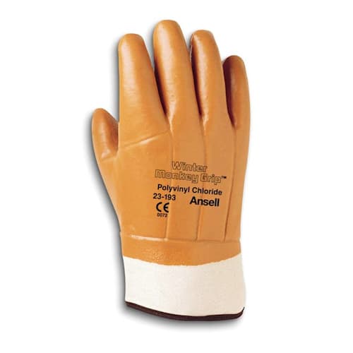 Ansell edmont, winter monkey grip, polyvinyl gloves # 23-193, sz 10