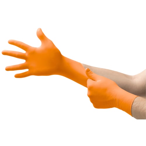 Blaze Powder-Free Orange Nitrile Disposable Exam Gloves