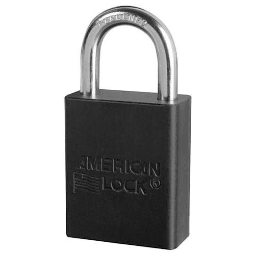 Anodized Aluminum Safety Padlock, 1" Shakle, Black
