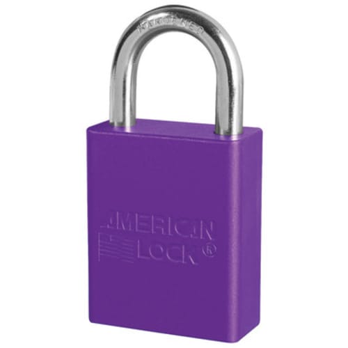 Anodized Aluminum Safety Padlock, 1" Shakle, Purple