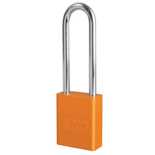 Anodized Aluminum Safety Padlock, 3" Shakle, Orange
