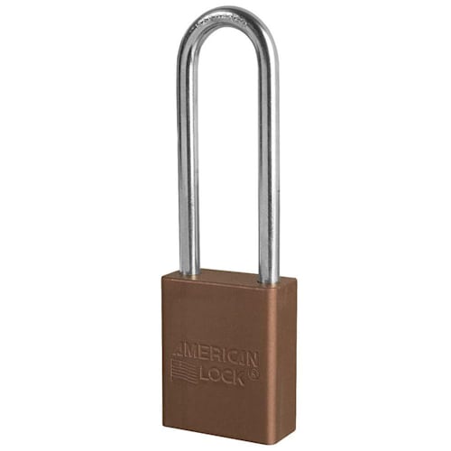 Anodized Aluminum Safety Padlock, 3" Shakle, Brown
