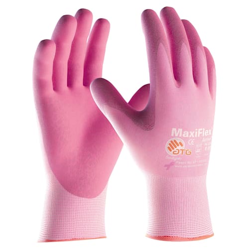 Pink Nitrile Palm Coated Gloves