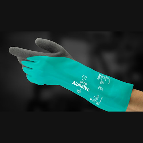 AlphaTec 58-735 - Cut-Protective Chemical-Resistant Gloves with High-Visibility Liner, for Advanced Protection